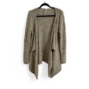 AEROPOSTALE | M | Cozy Women's Tan Knit Wrap Waterfall Cardigan Sweater | heavy